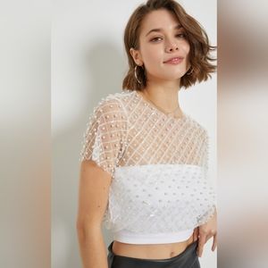 Mesh Pearl Crop Top x Julia J Love